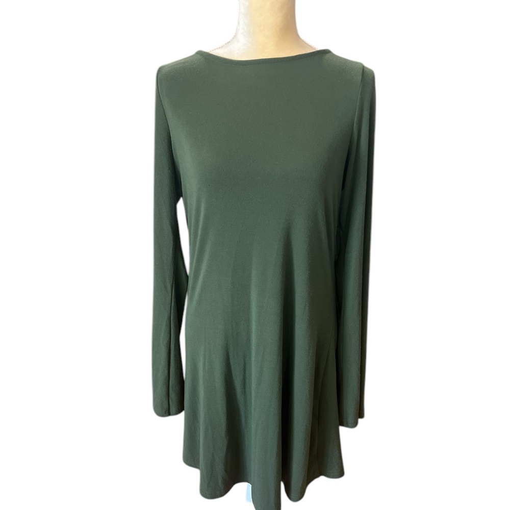 NWOT Free People Beach Chic‎ Forest Green Long Sleeve Open Back dress size large
